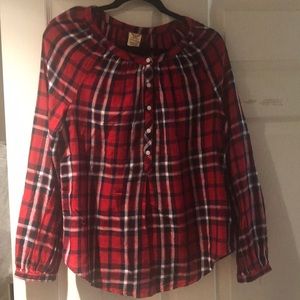 Plaid shirt 1/2 button up